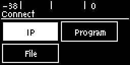Connect IP screen - IP highlighted