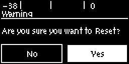 Reset Functions - confirm reset screen
