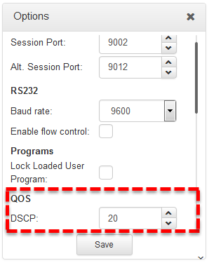 HTML Bridge Options - QoS DSCP