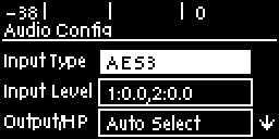 Audio Config - AES-EBU selected