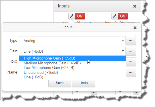 HTML Bridge Inputs - Ch 1 input gain