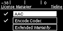 Licence Manager - screen with AAC
