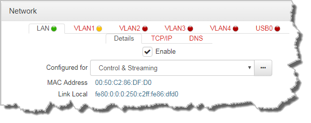 HTML Bridge Settings - Control and Streaming dropdown