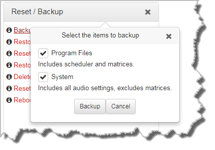 HTML Bridge Reset - backup confirm