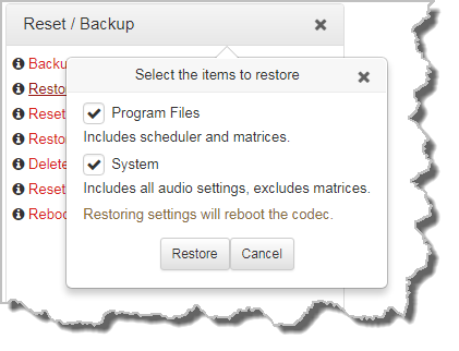 HTML Bridge Reset - restore confirm