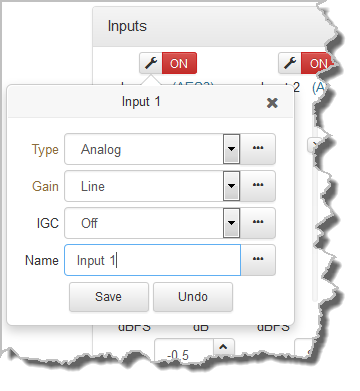 HTML Bridge Inputs - settings displayed