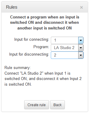 HTML Bridge Rules - input ON con discon