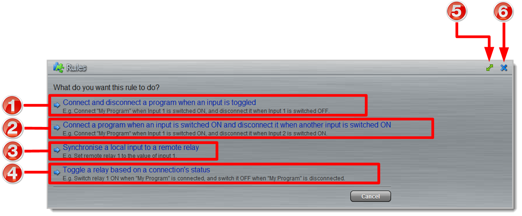 ViA Web-GUI Rules panel 20160621