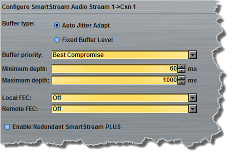 Programs panel - dflt Jitter FEC SmartStream PLUS