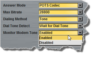 Settings - Modules - Monitor Modem Tone