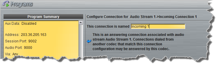 Programs panel - ViA 1 x PtP 9 answer