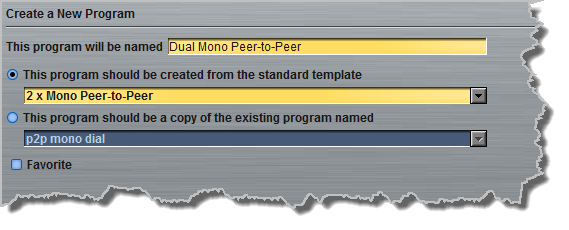 Programs panel - 2 x SIP Peer-to-Peer 1