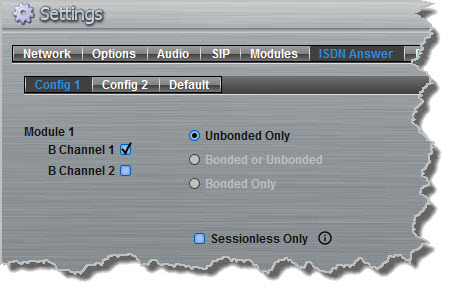 Settings - ISDN Answer - Config 1 Single B channel ViA