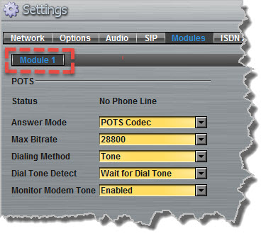 Settings - Modules - select POTS module