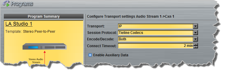 Programs panel - ViA 1 x PtP 4