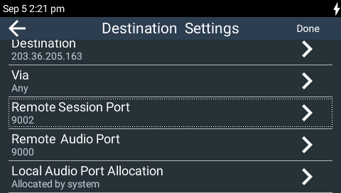 Default remote session and audio ports