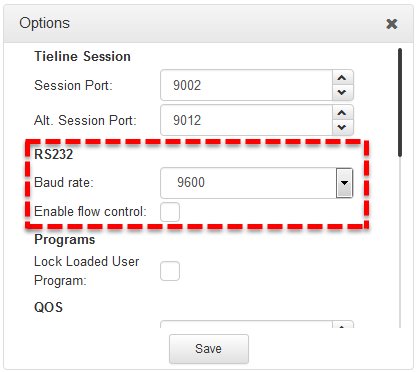 HTML Options - Baud rate