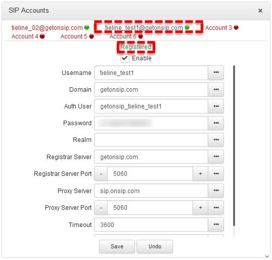 HTML SIP Account - Configure Account3