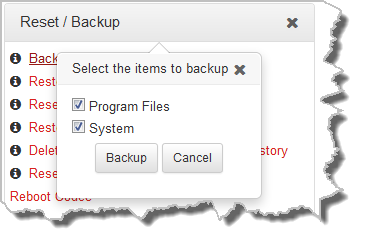 HTML Reset - backup confirm