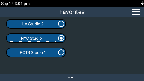 Favorites Screen: NYC Studio1 Loaded Favorites Screen: NYC Studio1 Loaded