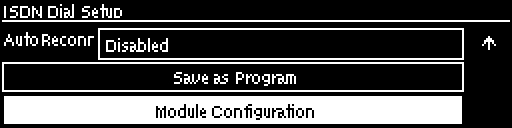 ISDN Dial Setup - Module Configuration hilighted