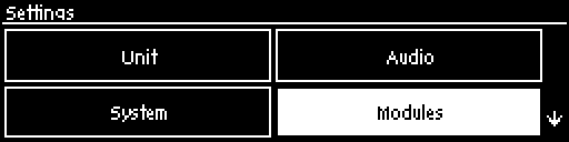 Settings - Modules menu