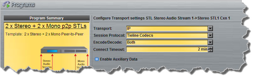Programs panel - Distro 2 x Stereo 2 x mono 4