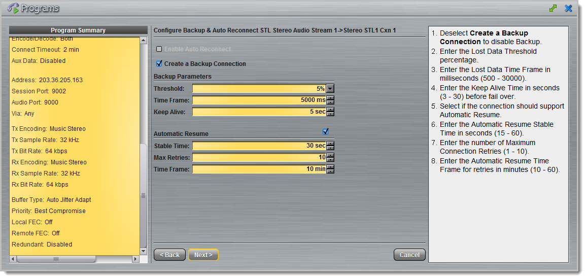 Programs panel - Distro 2 x Stereo 2 x mono 8