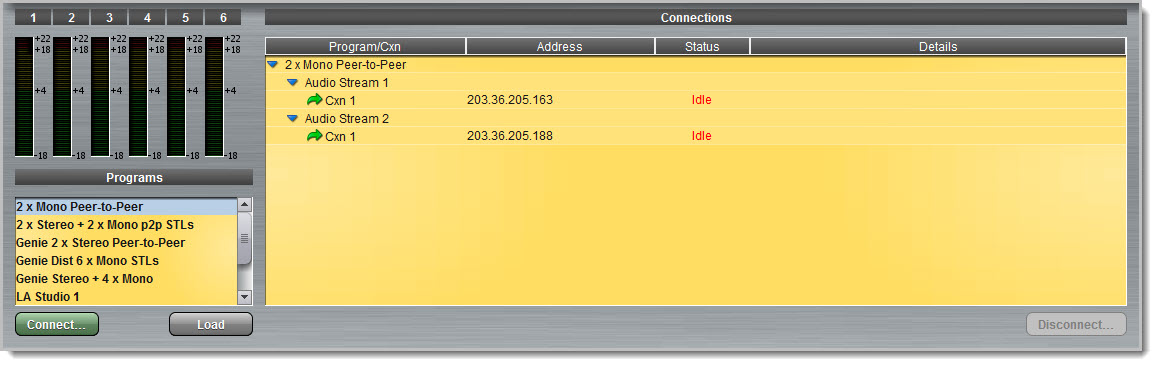 Master panel - 2 x mono peer-to-peer before connecting