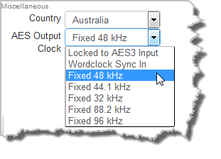 HTML Options - AES Out Clock