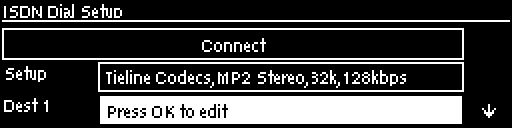 ISDN Dial Setup - Dest 1 highlighted