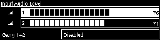 Input Audio Level - ch 1 hilighted