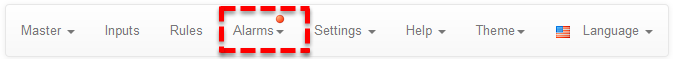 HTML - toolbar with alarm symbol