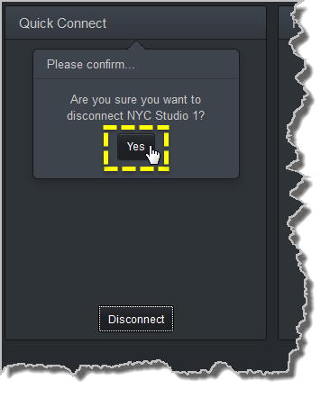 Quick Connect - Disconnect confirm dialog