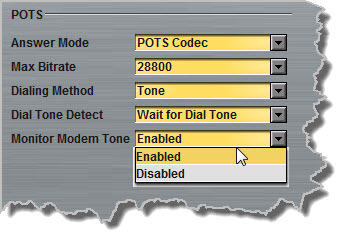 Settings - Modules - Monitor Modem Tone