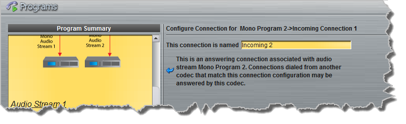 Programs panel - Genie Distro Dual Mono answer config 7