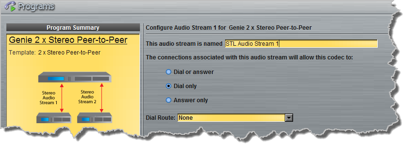 Programs panel - Distro 2 x stereo PtoP 2