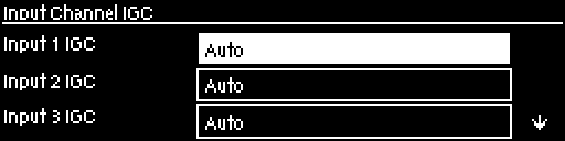 Audio Config - HP- Distro Input Channel IGC menu