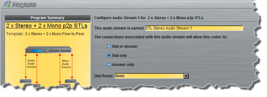Programs panel - Distro 2 x Stereo 2 x mono 2