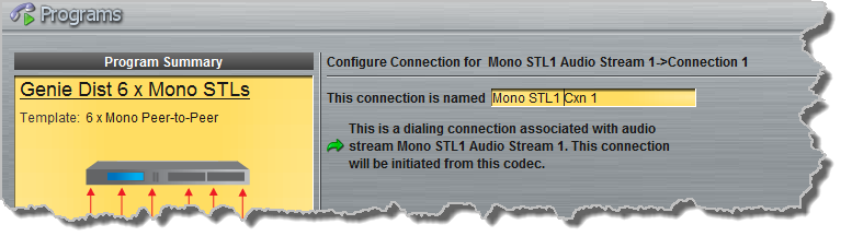 Programs panel - Genie Distro 6 x mono PtP 3