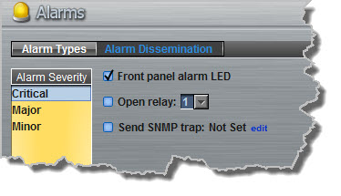 Alarms panel - alarm dissemination critical