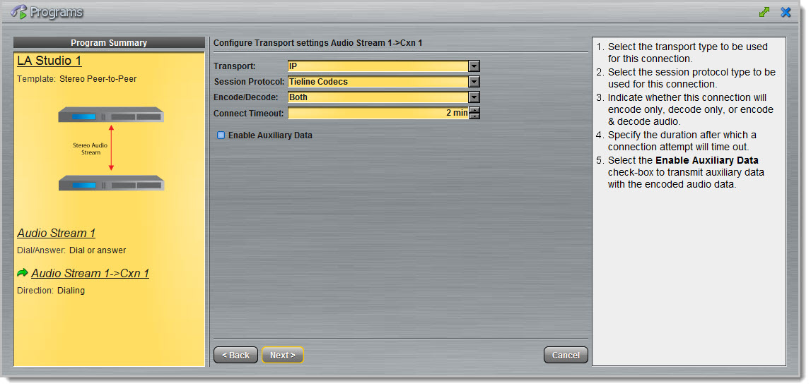 Programs panel - Genie 1 x PtP msda 6