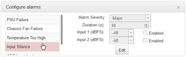 HTML Alarms - input silence