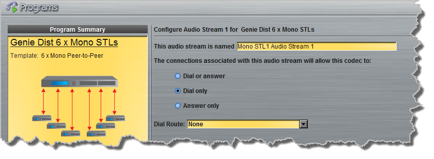Programs panel - Genie Distro 6 x mono PtP 2