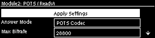 Modules - POTS select POTS Codec Answer Mode