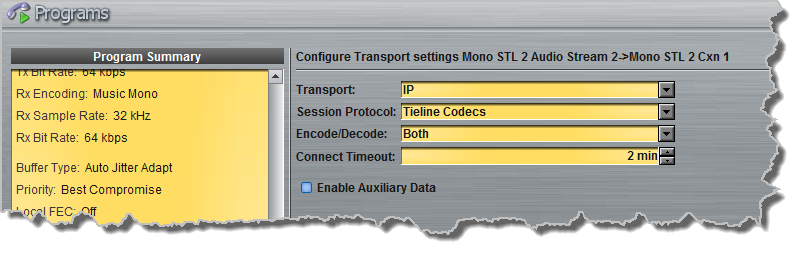 Programs panel - Genie Distro 6 x mono PtP 10