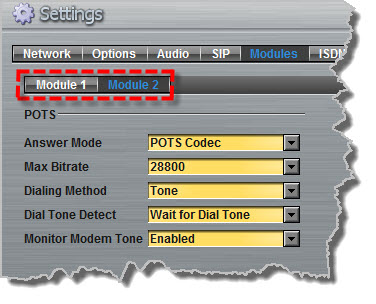 Settings - Modules - select POTS module