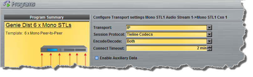 Programs panel - Genie Distro 6 x mono PtP 4