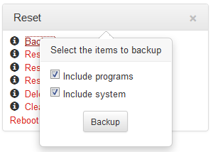 HTML Reset - backup confirm