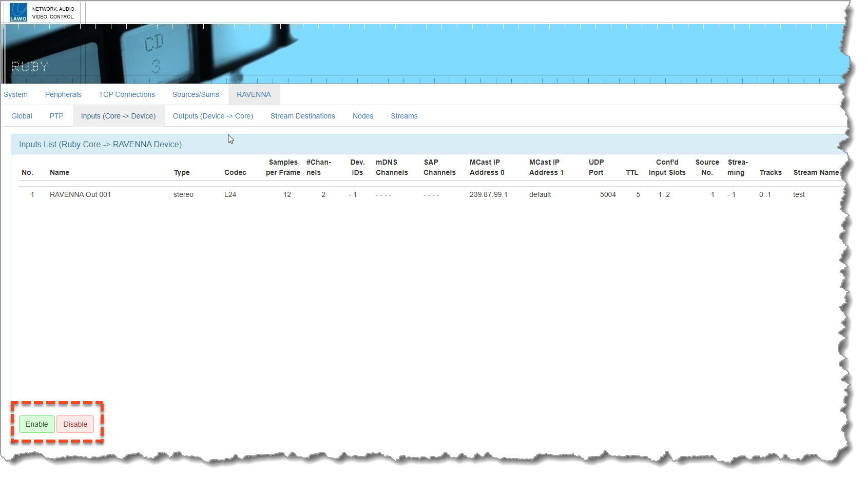 LAWO_Power_Core-Ruby_configuration_to_send_Tieline_destination2_Enable
